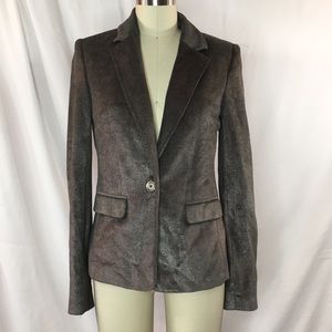 Alice + Olivia dark gray velvet  structured EUC blazer size small